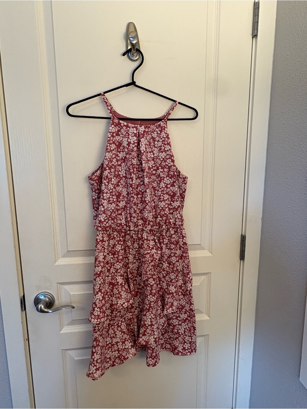 Iz Byer Dusty Rose Floral Halter Dress